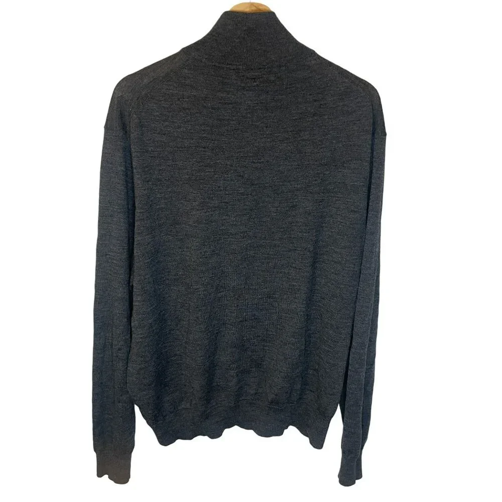 Polo Ralph Lauren 100% Merino Wool Polo Sweater Lightweight Logo Gray XXL